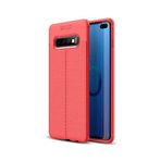 KZY İletişim-Samsung Galaxy S10 Plus ile Uyumlu Kılıf Darbe Korumalı Deri Görünümlü Silikon Arka Kapak - Kırmızı (Kırmızı)