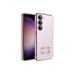 KZY İletişim Samsung Galaxy S23 Plus ile uyumlu Yanları Renkli Lens Korumalı Logo Gösteren Luxury Silikon Kılıf - Rose Gold