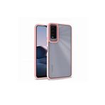KZY İletişim Vivo Y20 ile Uyumlu Kapak Metal Kamera Korumalı Arkası Şeffaf Silikon Kılıf - Rose Gold