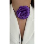 Âlâ Atelier Bağcıklı Kumaş Çiçek Choker Kolye Gül Kolye - Mor - 8 cm