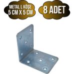 L Bağlantı Demiri Dolap Köşe Bağlantı DEMIRI(METAL)(ÖLÇÜLER:50*50*40MM) - Gri - METAL - 8 ADET
