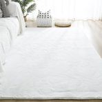 L Beyaz Suni Tavşan Kürkü Halı Ultra Yumuşak Pürüzsüz Mat Oturma Odası Yatak Odası veya Başucu için 200x300 cm