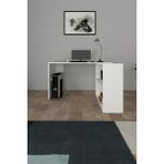 L Çalışma Masası 145CM Bilgisayar Masası Dolaplı Kitaplıklı - 145 x 90 x 75 cm - Beyaz