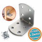 L Demir Gönye 50 Adet Oval Başlı 40X45x45 Mm Metal Köşebent Dayanıklı Bağlantı Aparatı