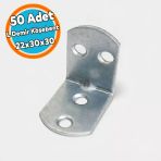 L Demir Gönye Yuvarlak Başlı 22X30x30 Mm 50 Adet Raf Dolap Köşe Birleştirme Metal Montaj Aparatı