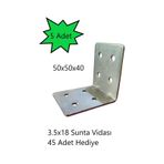 L Demir Köşebent 50x50x40 Mobilya Dolap Raf Masa Çekmece Köşe Sabitleme Birleştirme