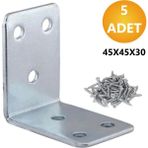 L Demiri Mobilya Eşya Dolap Yatak Duvara Sabitleme Köşebent Bağlantı Aparatı Gönye 45X45X30MM 5 Adet