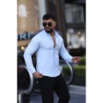 L-KOM Saklı Düğmeli Slim Fit Klasik Yaka Uzun Kol Pamuk Gömlek