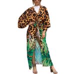 L-Peach Kadın Bohem Hırka Ferah Gecelik Loungewear Plaj Elbisesi Örtüleri Elbise Kaftan Sarong Pareo, sarı yeşil, One Size