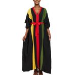 L-Peach Kadın Bohem Kaftan Ferah Gecelik Uzun Loungewear Plaj Elbisesi Örtüleri Robe Sarong Pareo, C1 Siyah Kırmızı Yeşil, Tek Beden