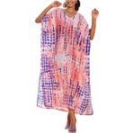L-Peach Kadın Bohem Kaftan Ferah Gecelik Uzun Loungewear Plaj Elbisesi Örtüleri Robe Sarong Pareo, Pembe Mor, Tek Beden