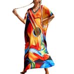L-Peach Kadın Bohem Kaftan Gecelik Uzun Salon Giysisi Plaj Elbisesi Örtbas Robe Sarong Pareo, A Çok Renkli 1, Tek Beden