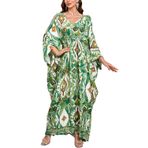 L-Peach Kadın Bohem Kaftan Maksi Salon Giysisi Büyük Boy Gecelik Ev Giyimi Plaj Elbisesi, B Turkuaz, One Size
