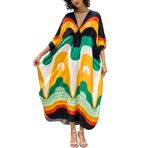 L-Peach Kadın Bohem Kaftan Maxi Loungewear Gecelik Kimono Büyük Boy Pijama Plaj Elbisesi Cover ups, B1 Çok renkli 2, Tek beden