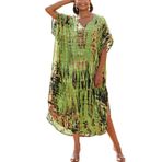L-Peach Kadın Boho Kimono Uzun Hırka Geniş Ev Giyim Büyük Beden Kaftan Plaj Elbisesi Örtü Elbiseler, A zeytin, Tek Beden