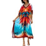 L-Peach Kadın Ferah Gecelik Maxi Kaftan Ev Giyimi Loungewear Plaj Elbisesi Mayo Kapak ups, C Çok renkli 13, Tek beden