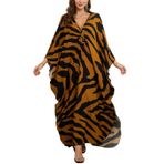 L-Peach Kadın Ferah Gecelik Maxi Kaftan Ev Giyimi Loungewear Plaj Elbisesi Mayo Kapak ups, D Çok renkli 3, One Size
