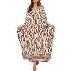 L-Peach Kadın Ferah Gecelik Maxi Kaftan Ev Giyimi Loungewear Plaj Elbisesi Mayo Kapak ups, D Çok renkli 6, One Size