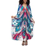 L-Peach Kadın Gevşek Kaftan Gecelik Ferah Homewear Büyük Boy Maxi Mayo Kapak Ups Elbiseler, A2 Çok renkli 16, One Size