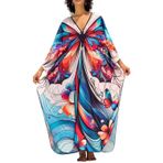 L-Peach Kadın Kaftan Ferah Loungewear Gecelik Plaj Elbisesi Kapak Ups Robe Sarong Pareo, C Çok renkli 3, Tek beden