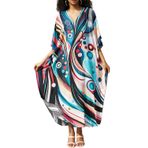 L-Peach Kadın Kaftan Loungewear Gecelik Büyük Boy Maxi Ev Giyimi Plaj Elbisesi Mayo Kapak ups, A1 Çok renkli 1, Tek beden