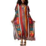 L-Peach Kadın Kaftan Loungewear Gecelik Büyük Boy Maxi Ev Giyimi Plaj Elbisesi Mayo Kapak ups, A2 Çok renkli 2, Tek beden