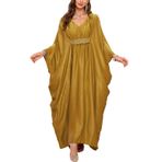 L-Peach Kadın uzun hırka gecelik ferah ev tekstili büyük boy Maxi Kimono kapak Ups elbiseler, F Altın, One Size