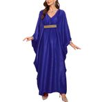 L-Peach Kadın uzun hırka gecelik ferah ev tekstili büyük boy Maxi Kimono kapak Ups elbiseler, F Mavi, One Size