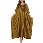 L-Peach Nakış Yan Bölünmüş Türk Kaftanları Ferah Gecelik Plaj Kaftan Elbiseler Bikini Mayo Kapak Ups, A1 Sarı, One Size