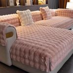 L Şekilli Kanepe için Peluş Koltuk Örtüsü Kaymaz Suni Kürk Koltuk Kılıfları Oturma Odası için Süper Yumuşak ve Kalınlaştırılmış Pembe 120 × 160 cm