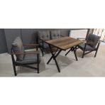 (L x )Serdem 2+1+1+Masa Bahçe Balkon Mobilya Takımı Gri