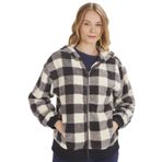 L10158W RİANNA KAPÜŞONLU EKOSE PELUŞ CEKET (SİYAH, L)