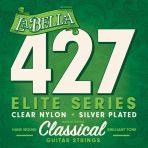 La Bella 427 Elite Klasik Gitar Teli Seti (Orta Seviye - Gitar Aksesuarı) | Gümüş Kaplama Baslar, Şeffaf Naylon Tizler, Yumuşak Ve Tatlı Ses İmzası | Ölçüler: 4/4 Standart Klasik Gitar