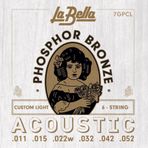 La Bella 7GPCL Akustik Gitar Teli Seti (Orta Seviye - 11-52 Custom Light) | Altın Alaşımlı 80/20 Bronz, Parlak ve Canlı