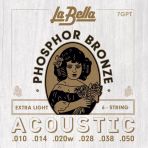 La Bella 7Gpt Akustik Gitar Teli Seti (Orta Seviye - 10-50 Phosphor Bronze) | Parlak Ve Sıcak Ton Karakteri, Fosfor Bronz Alaşım, Uzun Ömürlü Esnek Yapı | Ölçüler: 0.010 - 0.050 İnç Takım