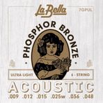 La Bella 7GPUL Akustik Gitar Teli Seti (Başlangıç/Orta - 09-48 Ultra Light) | Ultra Light Düşük Gerilim, Kolay Basım ve