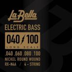 La Bella Rx-N4a Rx Serisi Bas Gitar Teli (Profesyonel - 4 Telli 40-100) | Nikel Kaplama, İnce (Light) Tansiyon, Hızlı Tepki Ve Rahat Parmak Hissi | Ölçüler: .040, .060, .080, .100