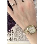 LA BOSS Vintage Rakamlı Tasarım , Gold renk HASIR Kordon , Gold Renk Kasa , Beyaz Renk Kadran , Retro Kadın Kol Saati