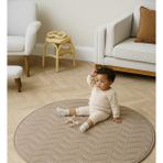 La Flore Mellifere OEKO- TEX® Sertifikalı Elyaf Dolgulu Keten Karışımlı Bebek Oyun Matı – Yumuşak ve Nefes Alabilir - Bej - 120 x 120 cm