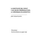 La institució del Papat i les seves prerrogatives. La jerarquia eclesiàstica