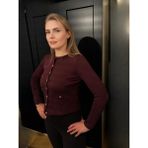 La Lilyum La Lilyum, Cepli Düğmeli Klasik Kadın Ceket - Şık ve Zamansız Blazer Tasarım - Bordo - Standart
