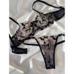 La Linaa Blackrose Kadın Çiçekli Bralet Takım - Siyah - 80B