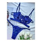 La Linaa Flowers Bralet Takımı A+ saks mavi-75B