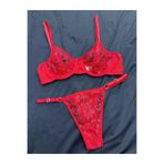 La Linaa Kırmızı Dantelli Kadın Tangalı Bralet Takım kırmızı-80B