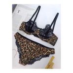 La Linaa Leopard Dantelli Balenli Kapsız Külotlu Sütyen Takım Çok Renkli-90B