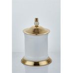 La Medore White Balls Kapaklı Beyaz Gold 14x14x21 cm Küçük Kavanoz