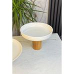 La Micellar Rocher Ahşap Ayaklı Porselen Sunum Kasesi & Meyve Salata Meze Servisliği 26 CM