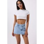 La Mode Istanbul Asimetrik Bel Denim Mini Etek - Mavi - 38
