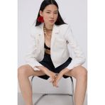La Mode Istanbul Crop Keten Blazer Ceket - XS - Beyaz