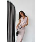 La Mode Istanbul Yelek-Önden Yırtmaçlı Etek Tk Şantuk Keten - Lila